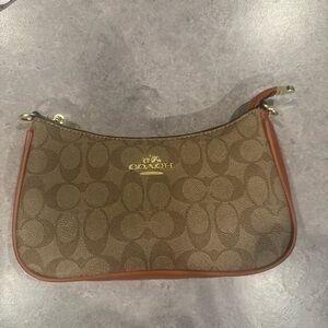 Coach Tan and Brown Signature Clutch